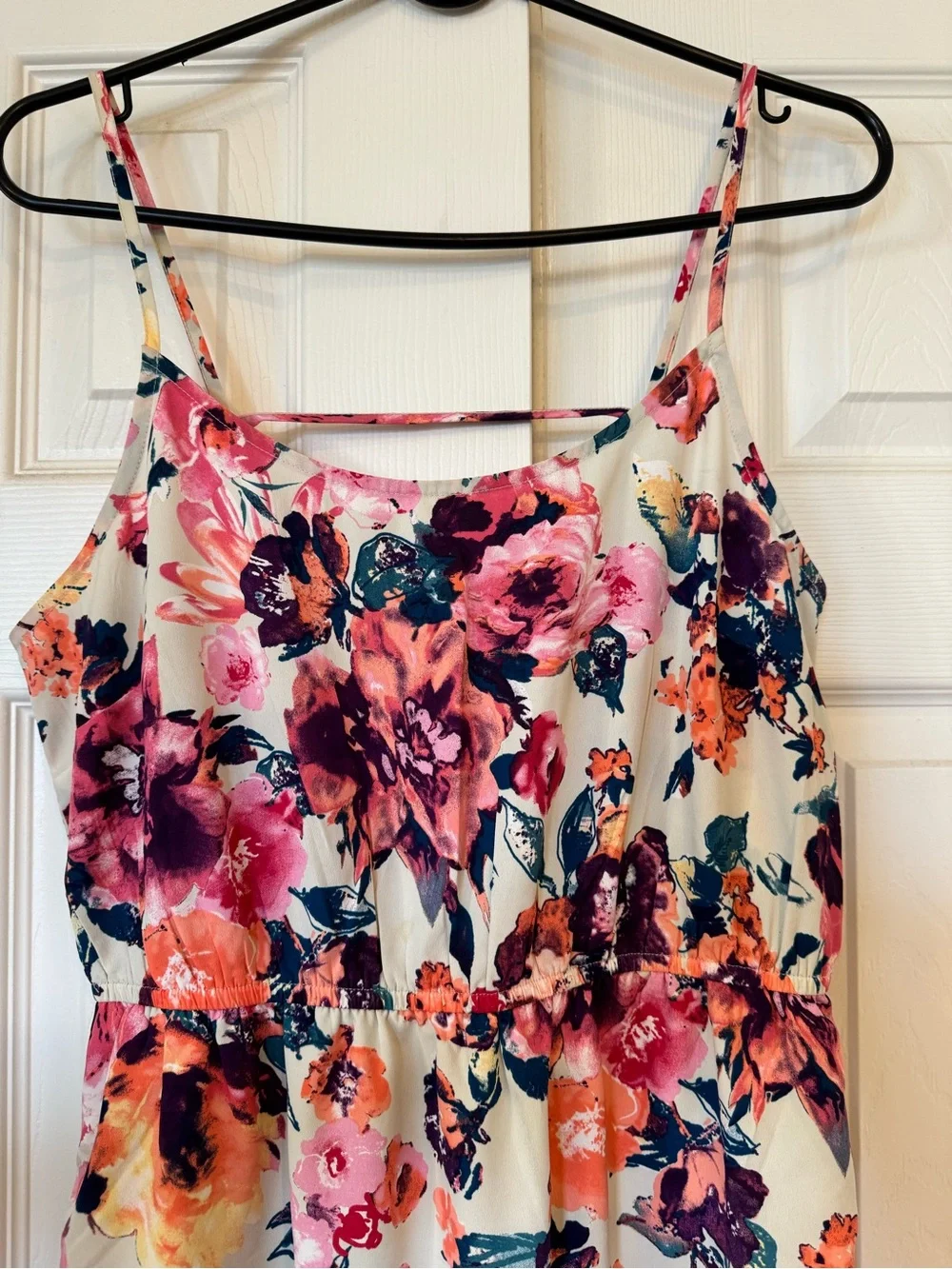 Forever 21 White Floral Mini Dress with Pink, Orange & Navy Flowers - Picture 5 of 6